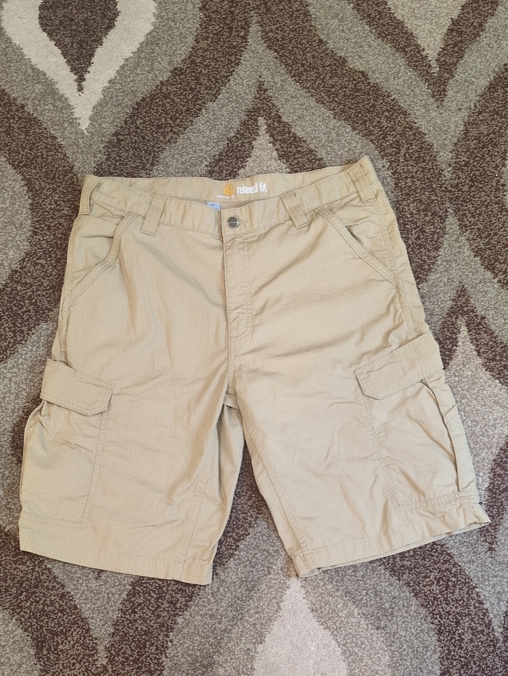 ❤️🩳👟 Carhartt Men's Relaxed Fit Cargo Shorts - Tan Size 36 ❤️🩳👟